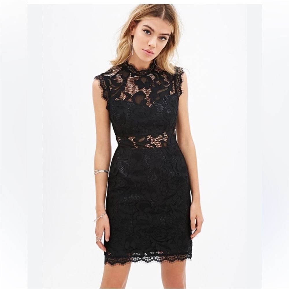 Dolce Vita Black Lace/faux leather Mini Dress, S
